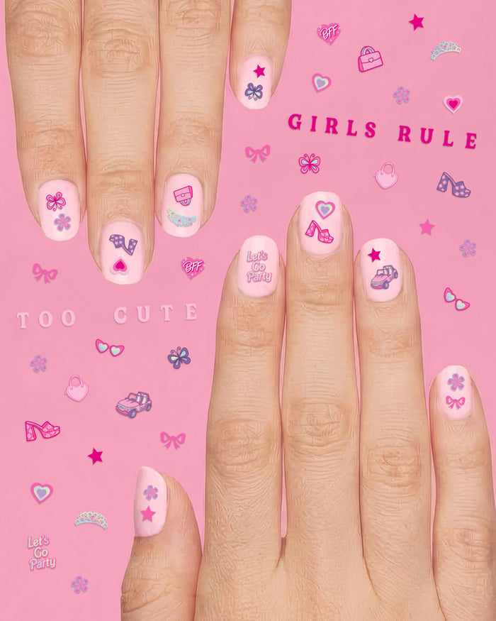 Pink Party Nail Stickers - 648 adhesive nail stickers