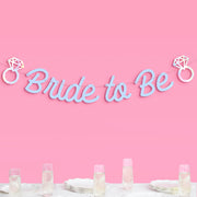 Blue Bride To Be Banner - matte blue + iridescent foil
