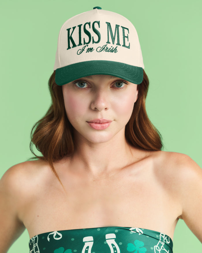 Kiss Me I'm Irish Hat - embroidered trucker hat