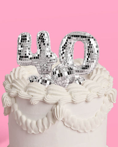 40 Disco Topper - 6 pc mirrored cake toppers