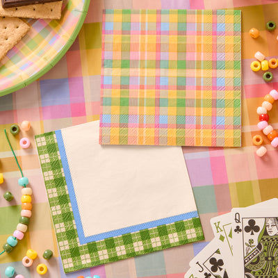 Summer Camp Napkins - 24 plaid paper napkins