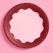 Burgundy Polka Dot Plates - 10 Paper Plates