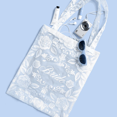 Bride Lace Tote - embroidered tote bag