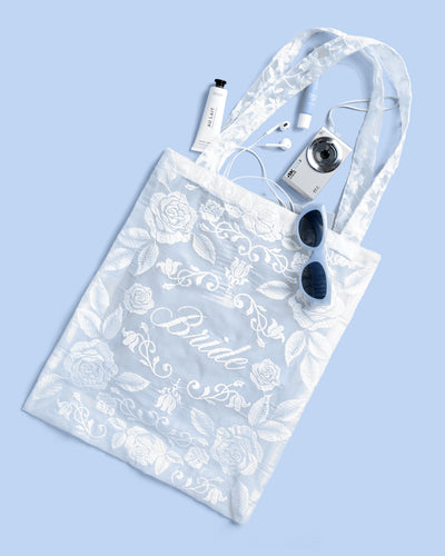 Bride Lace Tote - embroidered tote bag