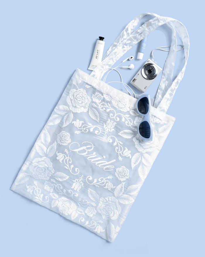 Bride Lace Tote - embroidered tote bag