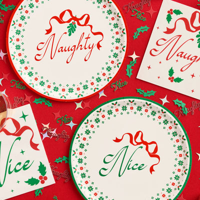 Naughty or Nice Plates - christmas dessert plates