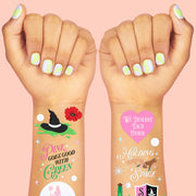 Pink Goes Good w. Green Tats - 50 temporary tattoos
