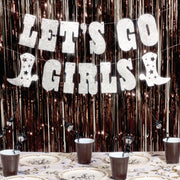 Let's Go Girls Banner - silver glitter banner