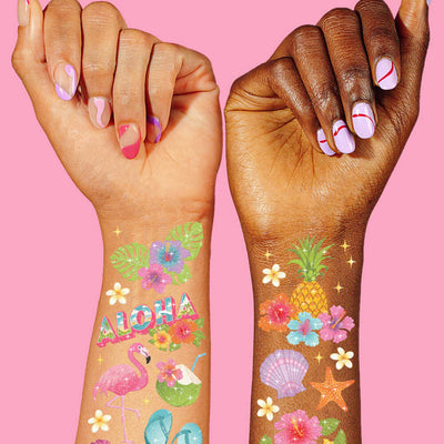 Tropical Glitter Tattoos - 2 temporary tattoo sheets