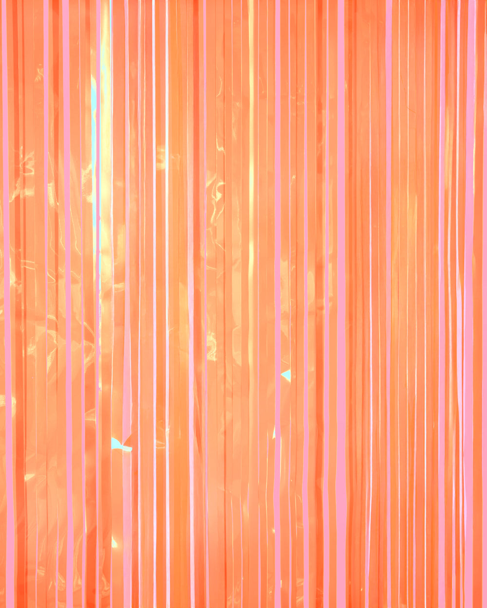 Orange Fringe Curtain Backdrop - iridescent foil banner