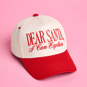 Dear Santa Trucker Hat - red + cream embroidered cap