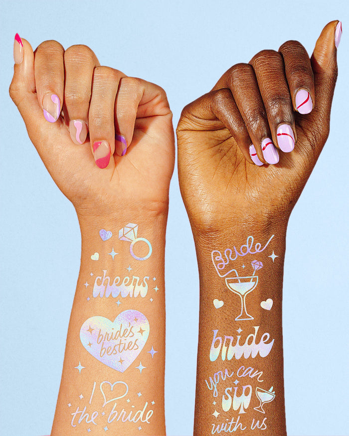 Bride's Besties Tats - 40 foil temporary tattoos