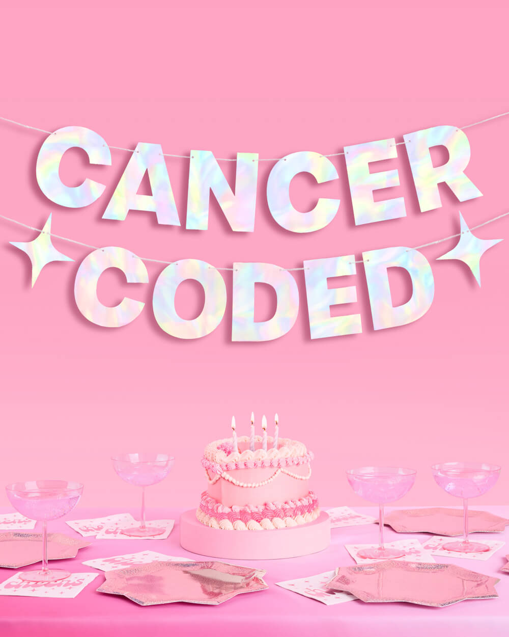 Cancer Coded Banner - iridescent foil banner