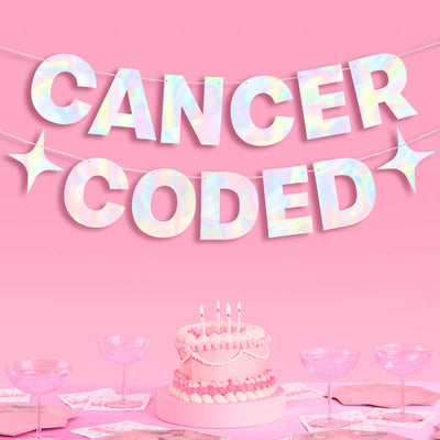 Cancer Coded Banner - iridescent foil banner