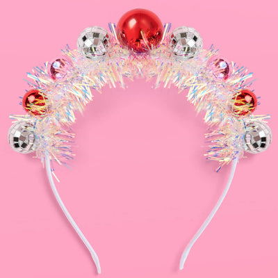 Disco Christmas Headband - ornaments + fringe headband