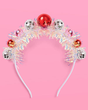 Disco Christmas Headband - ornaments + fringe headband