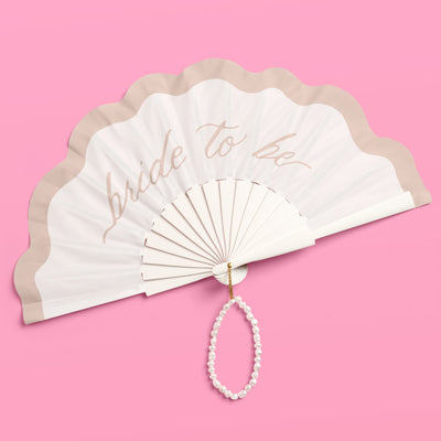 Pearl To Be Fan - white wooden fan with pearls