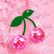 Disco Cherries Ornament - pink disco ornament