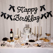 Little Black Bow Banner - black glitter banner