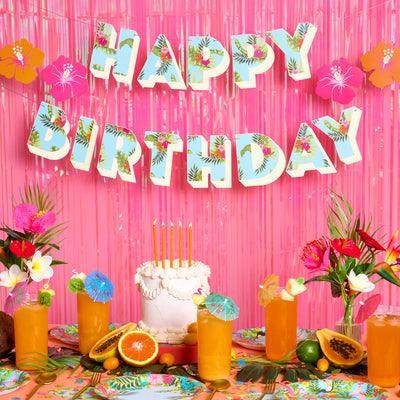 Tropical Birthday Banner - matte colorful banner