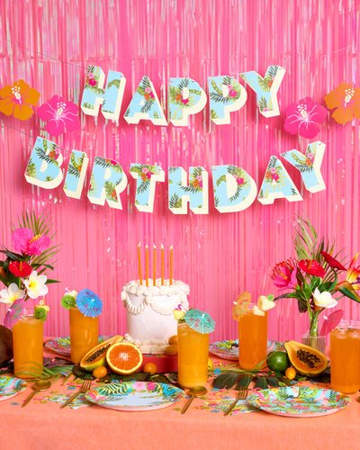 Tropical Birthday Banner - matte colorful banner