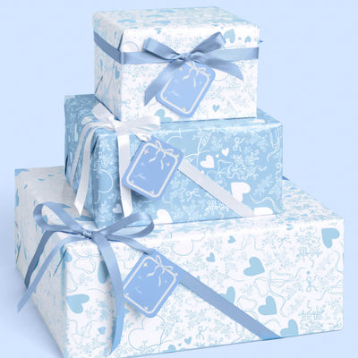 Something Blue Wrapping Paper Set - 12 sheets + 16 tags