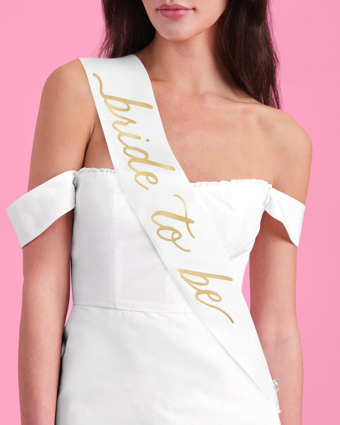 Classic Bride Sash - white satin sash