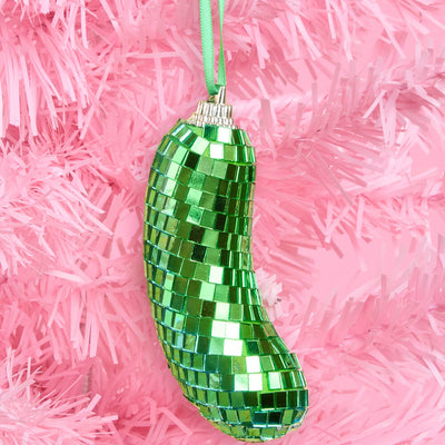 Disco Pickle Ornament - green disco ornament