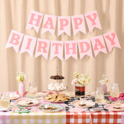 Gingham Birthday Banner - pre-strung banner