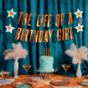 Life Of A Bday Girl Banner - orange foil banner