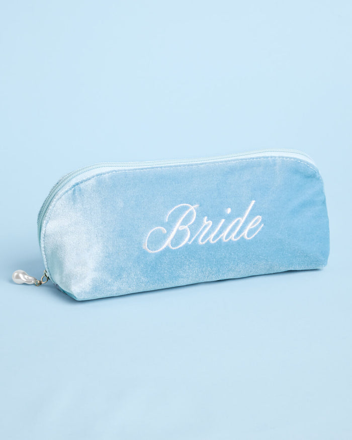 Bride Velvet Cosmetic Bag - Blue Velvet Makeup Bag