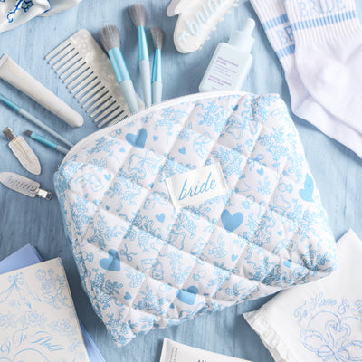 Something Blue Bag - quilted cosmetic bag