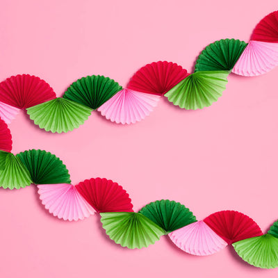 Pink Christmas Garland - festive paper fan banner