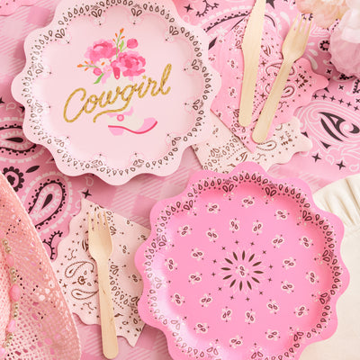 Cowgirl Plates - 24 foil paper plates