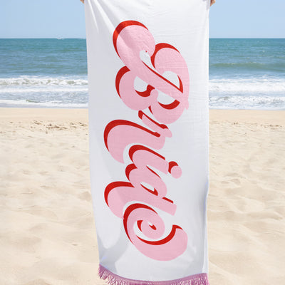 Bride Beach Towel - fringe cotton towel