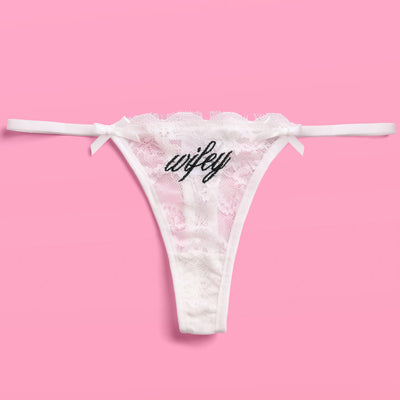 Wifey Lace Thong - embroidered thong