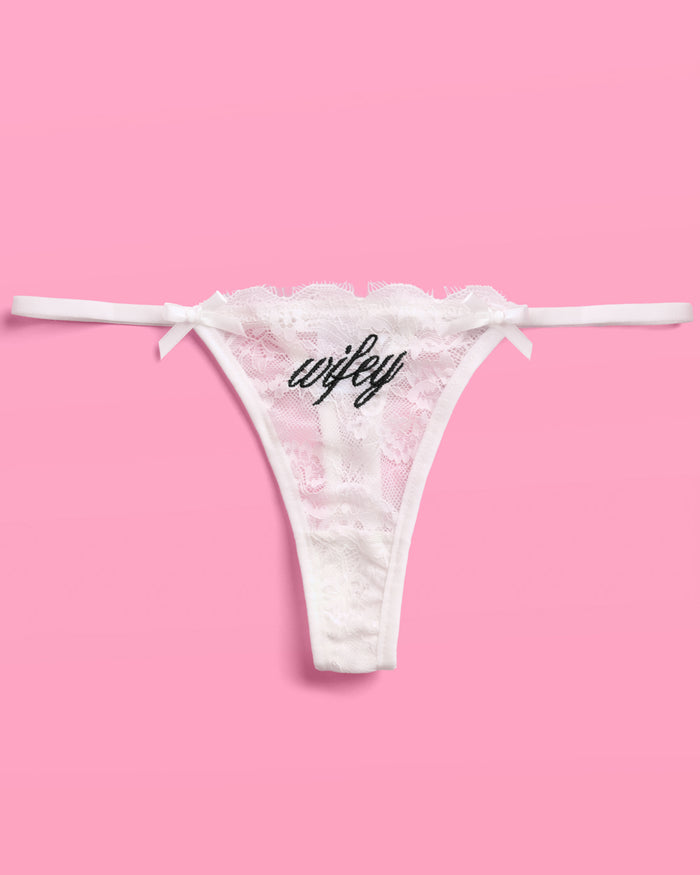 Wifey Lace Thong - embroidered thong