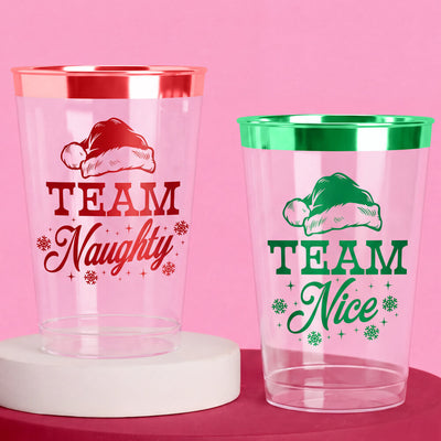 Team Naughty or Nice Cups - 30 plastic cups