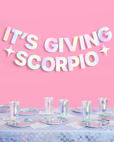 It's Giving Scorpio Banner - iridescent foil banner