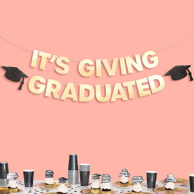 It's Giving Graduated Banner - gold foil banner