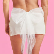 Embroidered Bride Bikini Bow - clip on bathing suit bow