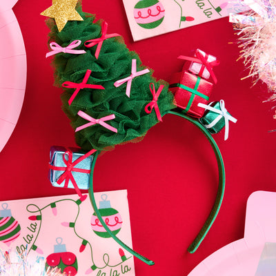 Christmas Tree Headband - green tulle headband