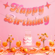 Happy Birthday Banner - pink + orange birthday banner