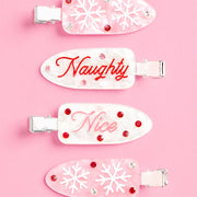 Naughty or Nice Hair Clips - 4 christmas clips
