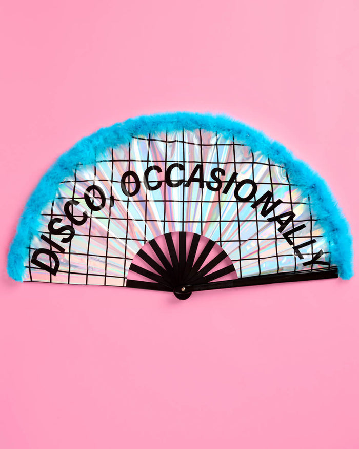 Disco Occasionally Fan - iridescent feather hand fan