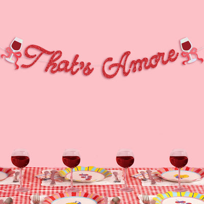 That's Amore Banner - red glitter banner