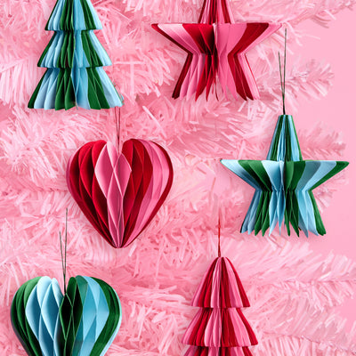 3D Paper Ornament Set - honeycomb ornament set