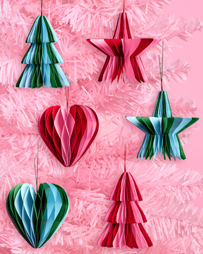 3D Paper Ornament Set - honeycomb ornament set