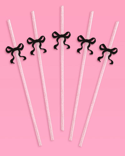 Little Black Bow Straws - 12 reusable straws