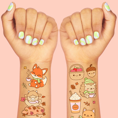 Fall Kawaii Tattoos - 58 temporary tattoos